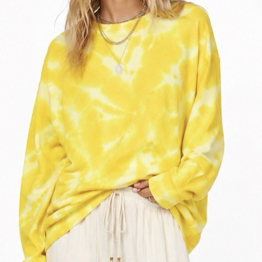 La Detresse Sweatshirt Women's Tie Dye Yellow Pullover Extra Small-JB1